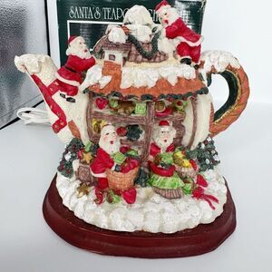 Vintage Cedar Creek Santa Teapot Night Light Lamp Resin Christmas Decoration